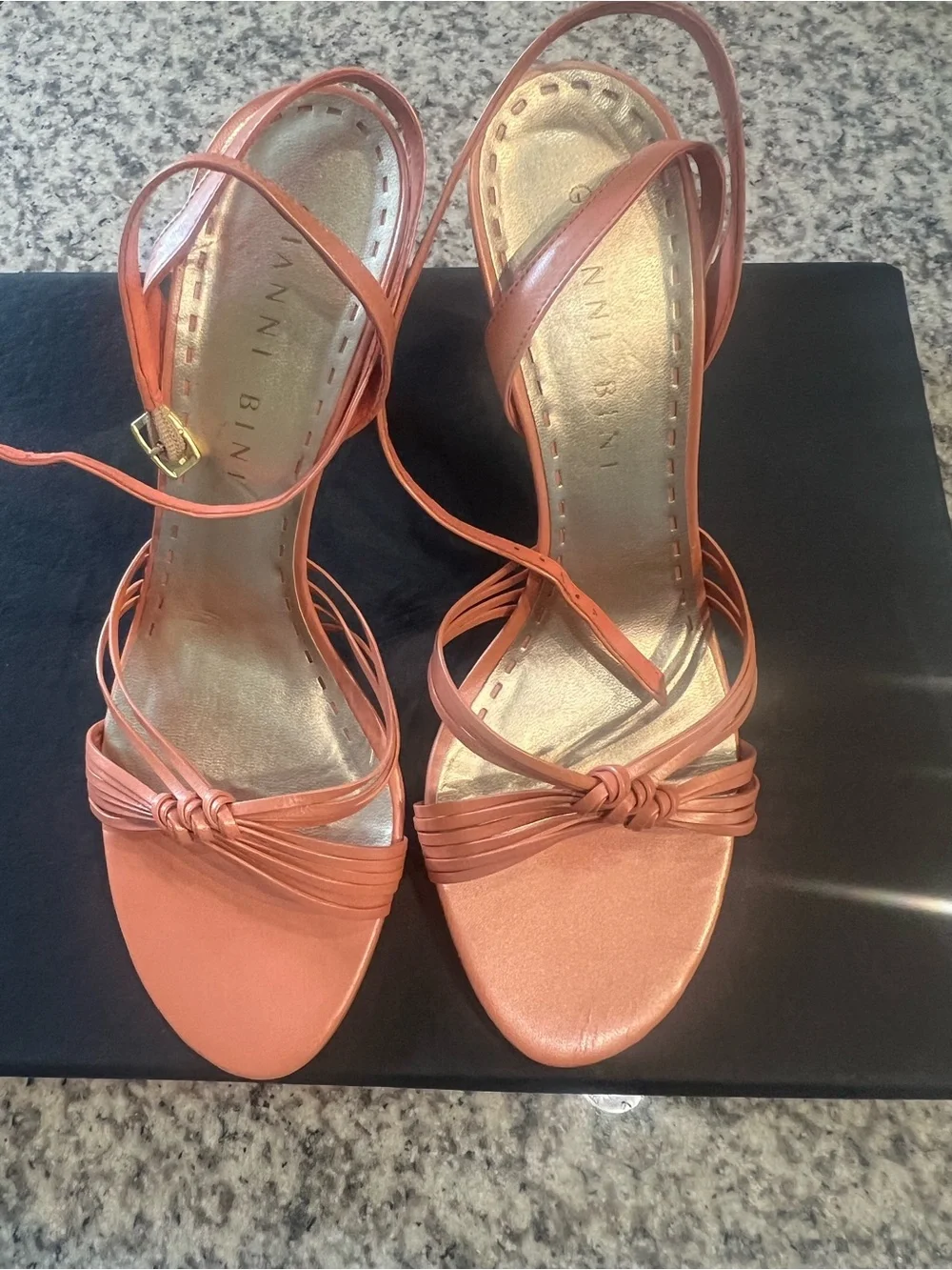 Gianni Bini Peach Knot-Strap Heeled Sandals NEW
